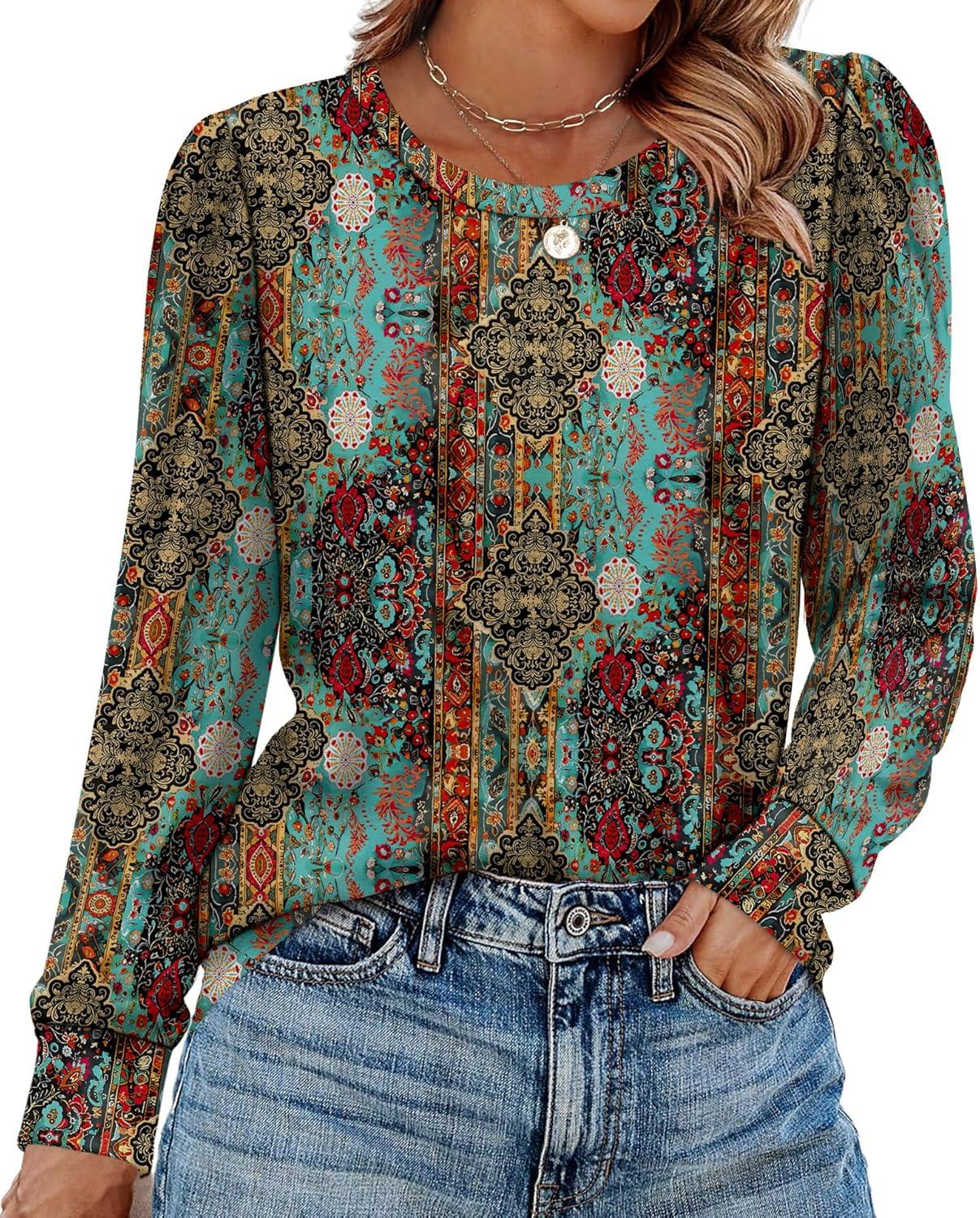Alaroo Womens Long Sleeve Shirts 2026 Fall Tunic Tops Crewneck Blouses ...