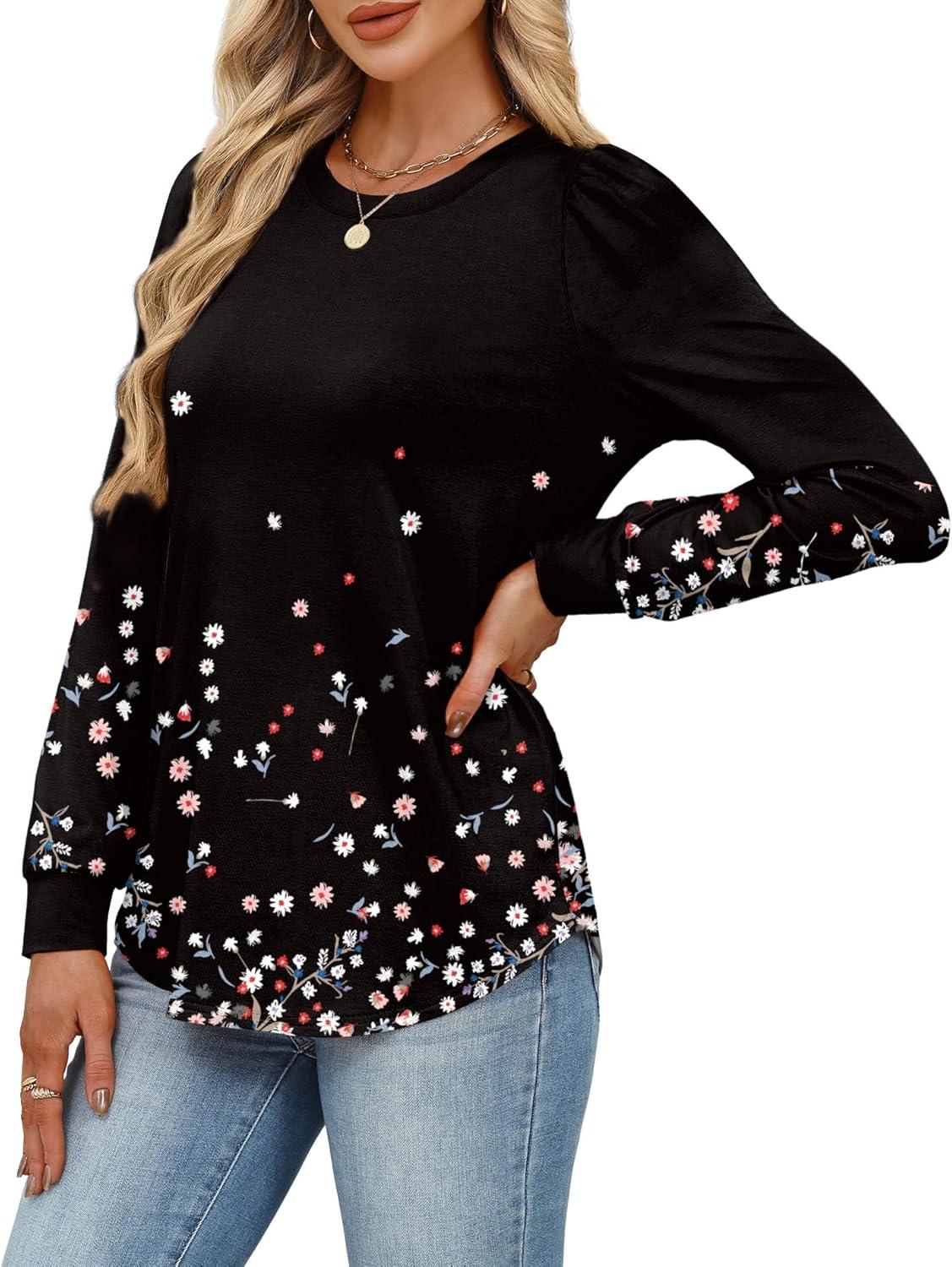 Alaroo Womens Long Sleeve Shirts 2026 Fall Tunic Tops Crewneck Blouses ...