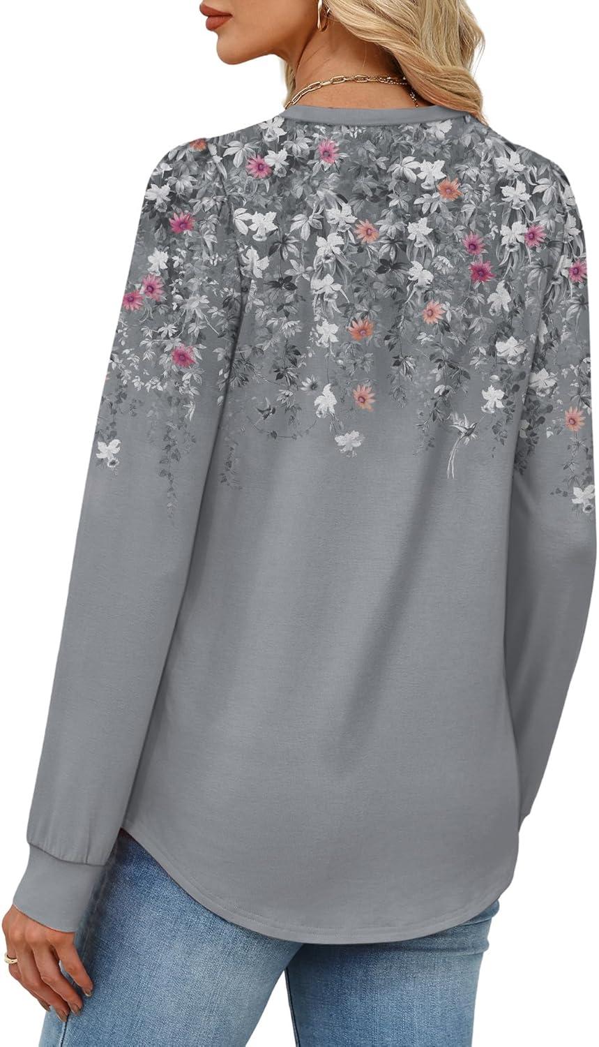 Alaroo Womens Long Sleeve Shirts 2026 Fall Tunic Tops Crewneck Blouses ...
