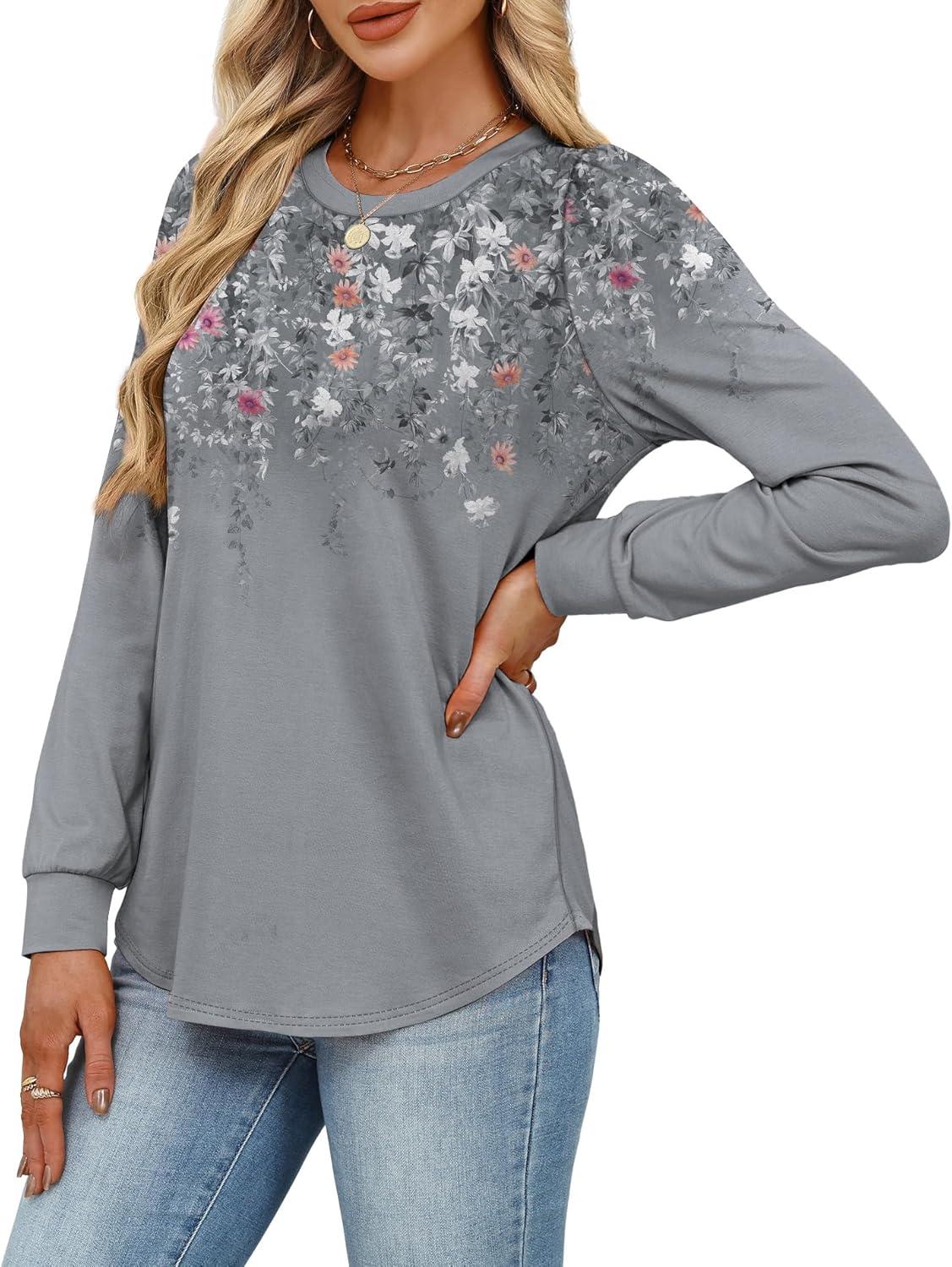 Alaroo Womens Long Sleeve Shirts 2026 Fall Tunic Tops Crewneck Blouses ...