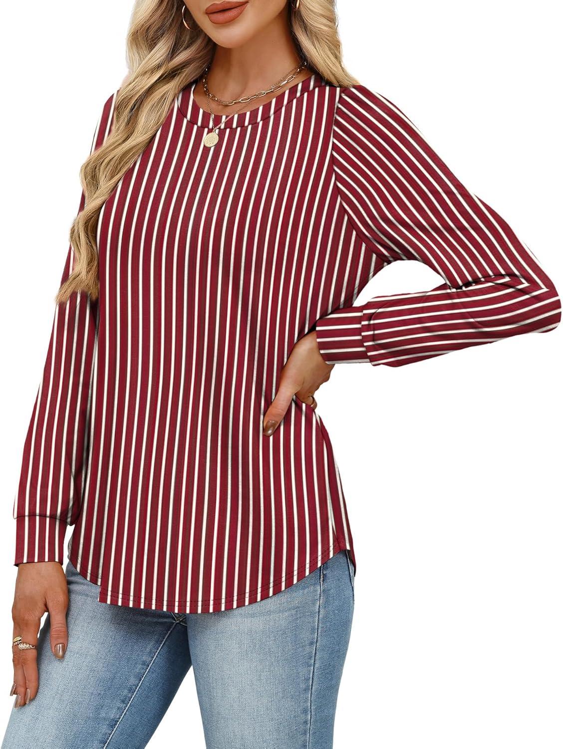 Alaroo Womens Long Sleeve Shirts 2026 Fall Tunic Tops Crewneck Blouses ...