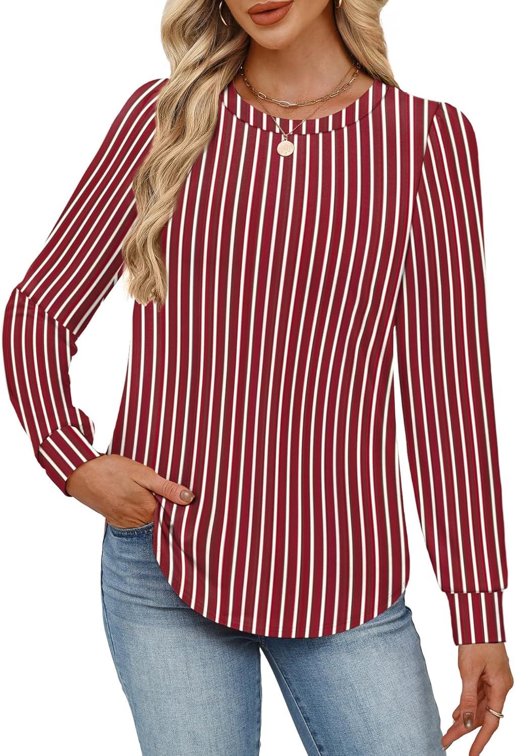 Alaroo Womens Long Sleeve Shirts 2026 Fall Tunic Tops Crewneck Blouses ...