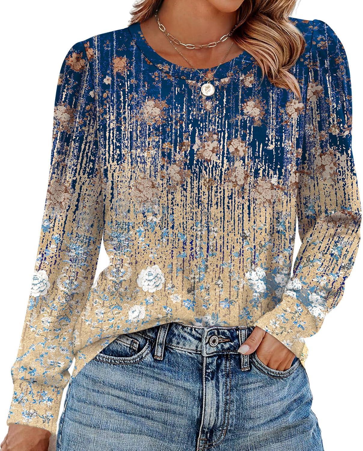 Alaroo Womens Long Sleeve Shirts 2026 Fall Tunic Tops Crewneck Blouses ...