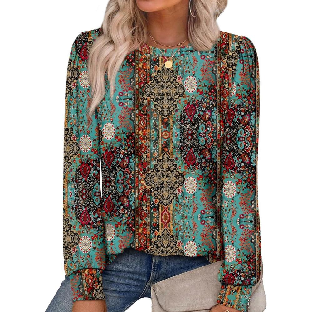 Alaroo Womens Long Sleeve Shirts 2026 Fall Tunic Tops Crewneck Blouses ...