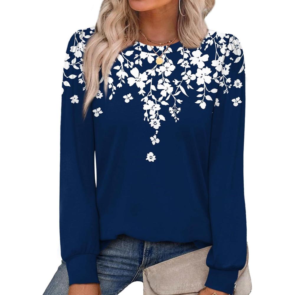 Alaroo Womens Long Sleeve Shirts 2026 Fall Tunic Tops Crewneck Blouses ...