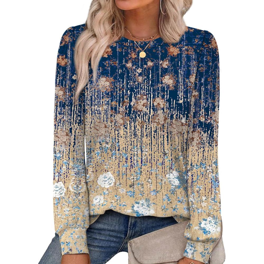 Alaroo Womens Long Sleeve Shirts 2026 Fall Tunic Tops Crewneck Blouses ...