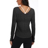image:imageAlaroo Womens Workout Tops Reversible Long Sleeve VNeck Shirts  Sun Protection Pilates Outfits Summer Athletic Tops for Running Yoga CasualBlack Grey