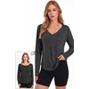 image:imageAlaroo Womens Workout Tops Reversible Long Sleeve VNeck Shirts  Sun Protection Pilates Outfits Summer Athletic Tops for Running Yoga CasualBlack Grey
