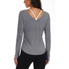 image:imageAlaroo Womens Workout Tops Reversible Long Sleeve VNeck Shirts  Sun Protection Pilates Outfits Summer Athletic Tops for Running Yoga CasualGrey