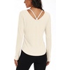image:imageAlaroo Womens Workout Tops Reversible Long Sleeve VNeck Shirts  Sun Protection Pilates Outfits Summer Athletic Tops for Running Yoga CasualOffwhite