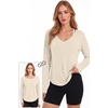 image:imageAlaroo Womens Workout Tops Reversible Long Sleeve VNeck Shirts  Sun Protection Pilates Outfits Summer Athletic Tops for Running Yoga CasualOffwhite