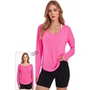image:imageAlaroo Womens Workout Tops Reversible Long Sleeve VNeck Shirts  Sun Protection Pilates Outfits Summer Athletic Tops for Running Yoga CasualPink