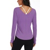image:imageAlaroo Womens Workout Tops Reversible Long Sleeve VNeck Shirts  Sun Protection Pilates Outfits Summer Athletic Tops for Running Yoga CasualPurple