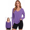 image:imageAlaroo Womens Workout Tops Reversible Long Sleeve VNeck Shirts  Sun Protection Pilates Outfits Summer Athletic Tops for Running Yoga CasualPurple