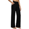 image:imageAlaroo Wide Leg Yoga Pants for Women with 3 Pockets Athletic Casual Work  29 InseamHigh WaistedTummy ControlButt Liftingfor Lounge Travel Pilates Gym Workout Hiking RunningLooseStraight LegBlack