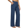 image:imageAlaroo Wide Leg Yoga Pants for Women with 3 Pockets Athletic Casual Work  29 InseamHigh WaistedTummy ControlButt Liftingfor Lounge Travel Pilates Gym Workout Hiking RunningLooseStraight LegBlue Striped