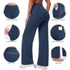 image:imageAlaroo Wide Leg Yoga Pants for Women with 3 Pockets Athletic Casual Work  29 InseamHigh WaistedTummy ControlButt Liftingfor Lounge Travel Pilates Gym Workout Hiking RunningLooseStraight LegBlue Striped