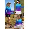 image:imageAlaroo Womens 14 Zip Long Sleeve Shirts Fishing Workout Tops  UV Protection Sun Shirts with Thumb Holes Hiking Running Athletic Yoga Summer TopsRainbow Gradient