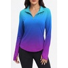 image:imageAlaroo Womens 14 Zip Long Sleeve Shirts Fishing Workout Tops  UV Protection Sun Shirts with Thumb Holes Hiking Running Athletic Yoga Summer TopsRainbow Gradient