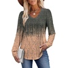 image:imageAlaroo Long Sleeve Shirts for Women V Neck Tops Pleated Tunic Print  Puff Sleeve Curved Hem Fall Fashion Outfits Winter Clothing Holiday Blouses Dressy CasualTrendyPrint 18