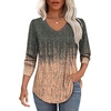 image:imageAlaroo Long Sleeve Shirts for Women V Neck Tops Pleated Tunic Print  Puff Sleeve Curved Hem Fall Fashion Outfits Winter Clothing Holiday Blouses Dressy CasualTrendyPrint 18
