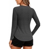 image:imageAlaroo Womens Long Sleeve Shirts Workout Tops Hiking FishingBlack Grey
