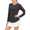 image:imageAlaroo Womens Long Sleeve Shirts Workout Tops Hiking FishingBlack Grey