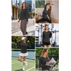 image:imageAlaroo Womens Long Sleeve Shirts Workout Tops Hiking FishingBlack Grey