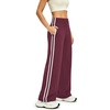 image:imageAlaroo Womens Pants Wide Leg High Waist with Pockets Loose Stretch CasualRed Wine