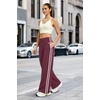 image:imageAlaroo Womens Pants Wide Leg High Waist with Pockets Loose Stretch CasualRed Wine