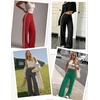image:imageAlaroo Womens Pants Wide Leg High Waist with Pockets Loose Stretch CasualRed Wine